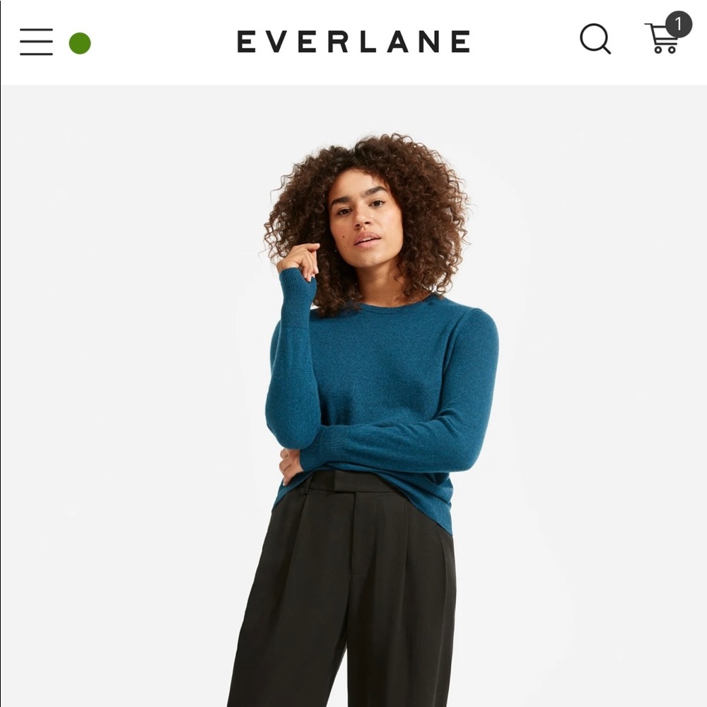 Everlane Cashmere Crew, Heathered Indigo, Small